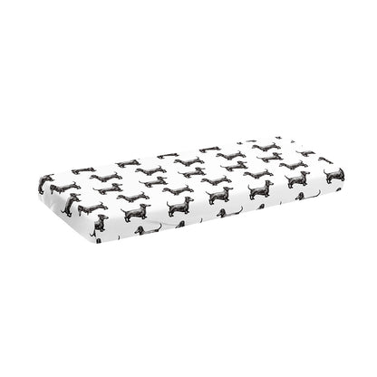 Black And White Dachshund Pattern Print Piano Keyboard Cover
