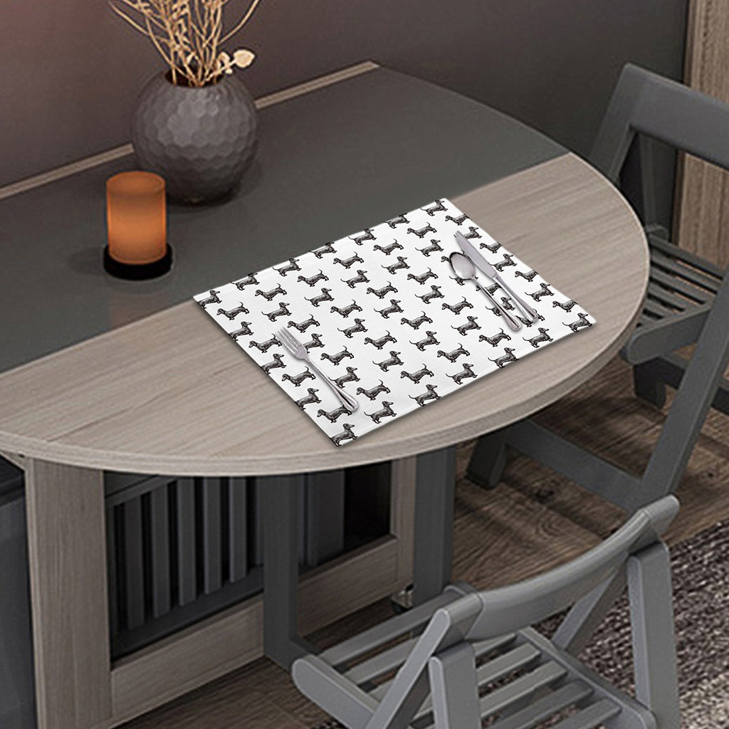 Black And White Dachshund Pattern Print Placemat