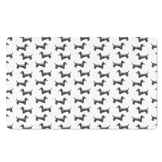 Black And White Dachshund Pattern Print Polyester Doormat