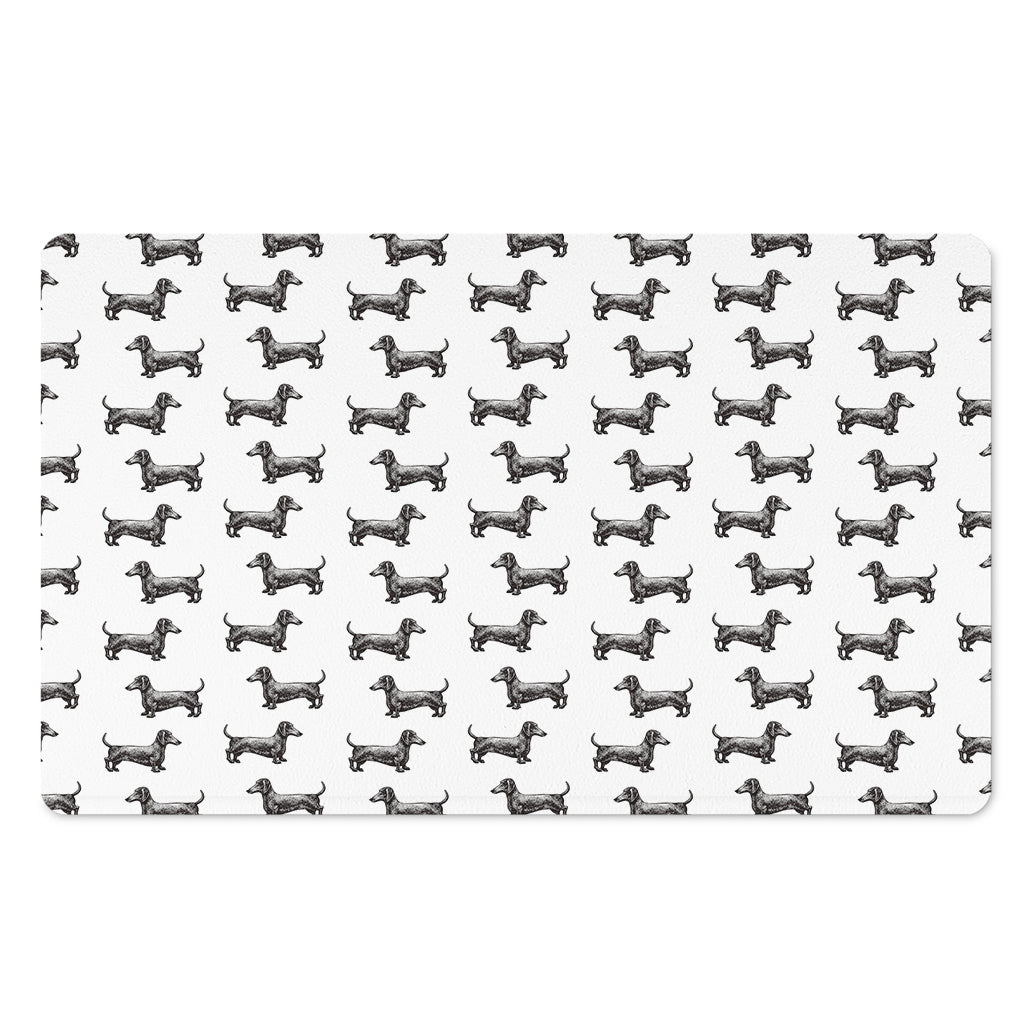 Black And White Dachshund Pattern Print Polyester Doormat