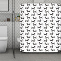 Black And White Dachshund Pattern Print Polyester Shower Curtain