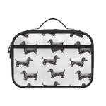 Black And White Dachshund Pattern Print Portable Lunch Bag