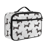 Black And White Dachshund Pattern Print Portable Lunch Bag