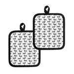 Black And White Dachshund Pattern Print Pot Holders