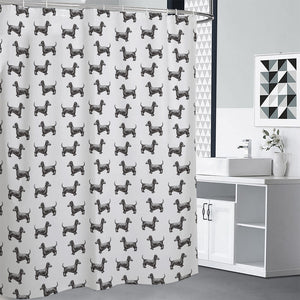 Black And White Dachshund Pattern Print Premium Shower Curtain