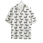 Black And White Dachshund Pattern Print Rayon Hawaiian Shirt