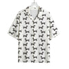 Black And White Dachshund Pattern Print Rayon Hawaiian Shirt