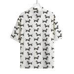 Black And White Dachshund Pattern Print Rayon Hawaiian Shirt