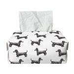 Black And White Dachshund Pattern Print Rectangle Tissue Box Cover