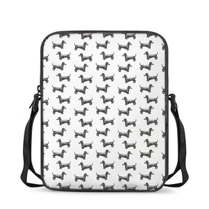 Black And White Dachshund Pattern Print Rectangular Crossbody Bag