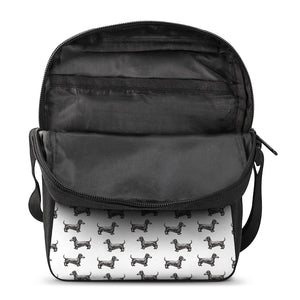 Black And White Dachshund Pattern Print Rectangular Crossbody Bag