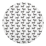 Black And White Dachshund Pattern Print Round Blanket
