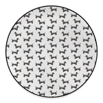 Black And White Dachshund Pattern Print Round Floor Mat