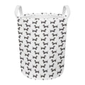 Black And White Dachshund Pattern Print Round Laundry Basket