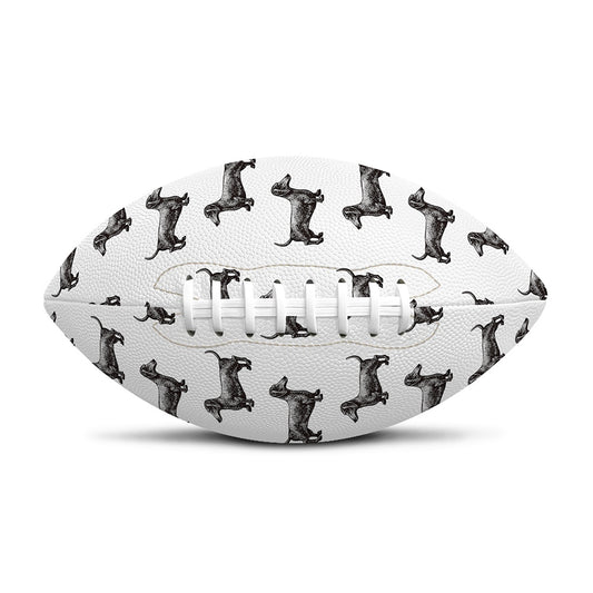 Black And White Dachshund Pattern Print Rugby Ball
