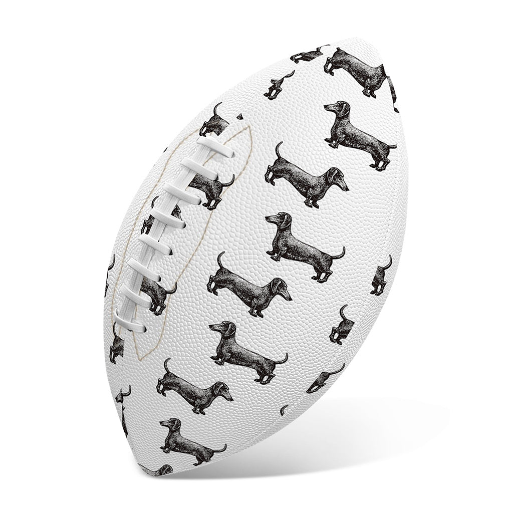 Black And White Dachshund Pattern Print Rugby Ball