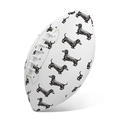 Black And White Dachshund Pattern Print Rugby Ball
