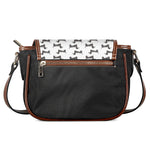 Black And White Dachshund Pattern Print Saddle Bag