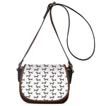 Black And White Dachshund Pattern Print Saddle Bag