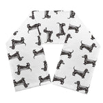 Black And White Dachshund Pattern Print Scarf