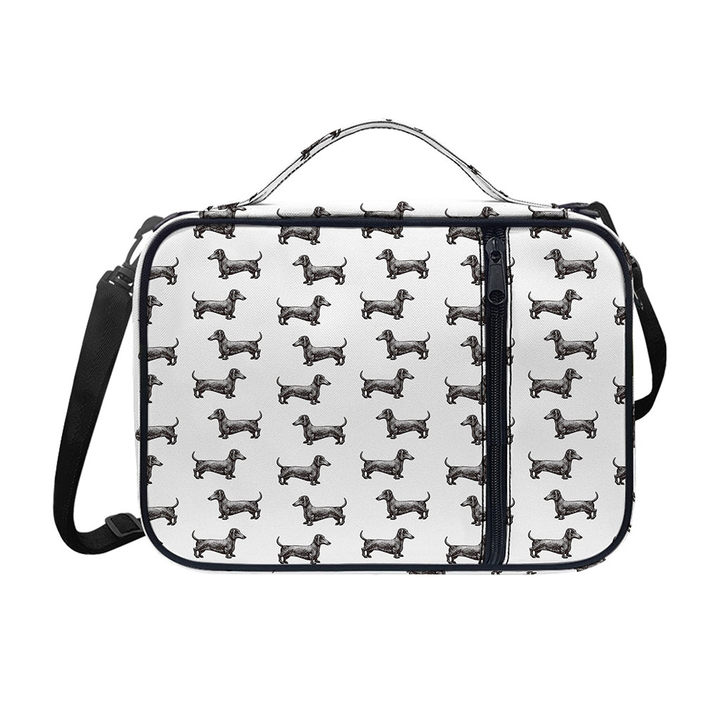 Black And White Dachshund Pattern Print Shoulder Strap Bible Bag