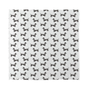 Black And White Dachshund Pattern Print Silk Bandana