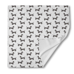 Black And White Dachshund Pattern Print Silk Bandana