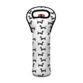 Black And White Dachshund Pattern Print Single Neoprene Wine Tote