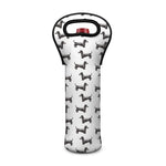 Black And White Dachshund Pattern Print Single Neoprene Wine Tote