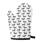 Black And White Dachshund Pattern Print Single Oven Mitt