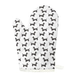 Black And White Dachshund Pattern Print Single Oven Mitt