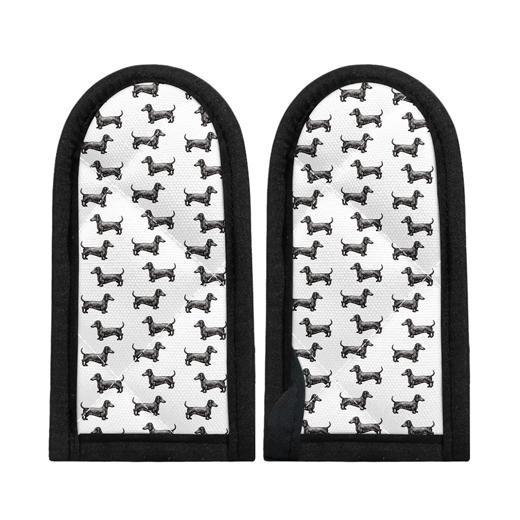 Black And White Dachshund Pattern Print Skillet Handle Cover