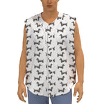 Black And White Dachshund Pattern Print Sleeveless Baseball Jersey