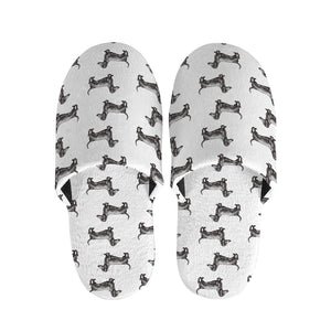 Black And White Dachshund Pattern Print Slippers