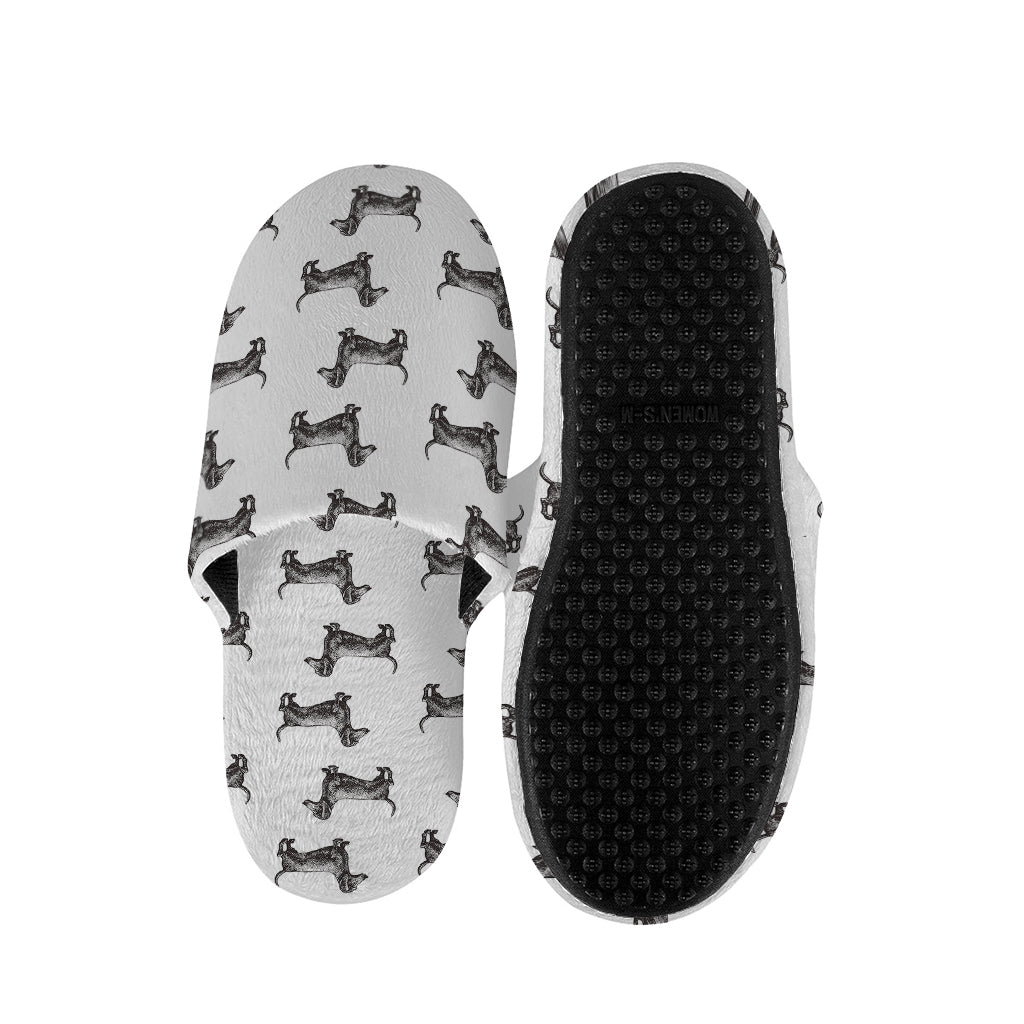 Black And White Dachshund Pattern Print Slippers