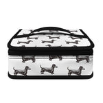 Black And White Dachshund Pattern Print Small Lunch Bag