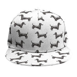 Black And White Dachshund Pattern Print Snapback Cap