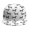 Black And White Dachshund Pattern Print Snapback Cap