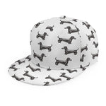 Black And White Dachshund Pattern Print Snapback Cap