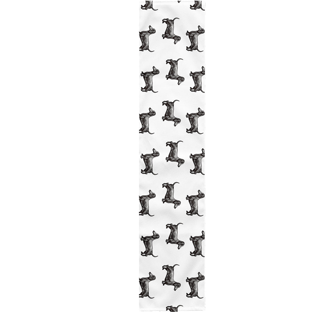 Black And White Dachshund Pattern Print Table Runner