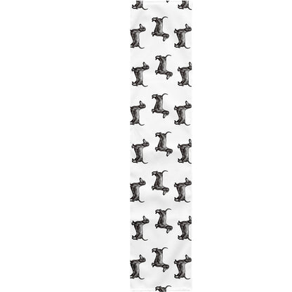 Black And White Dachshund Pattern Print Table Runner