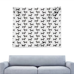 Black And White Dachshund Pattern Print Tapestry