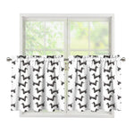 Black And White Dachshund Pattern Print Tier Curtains