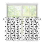 Black And White Dachshund Pattern Print Tier Curtains