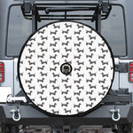 Black And White Dachshund Pattern Print Tire Cover With Camera Hole