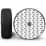 Black And White Dachshund Pattern Print Tire Cover With Camera Hole