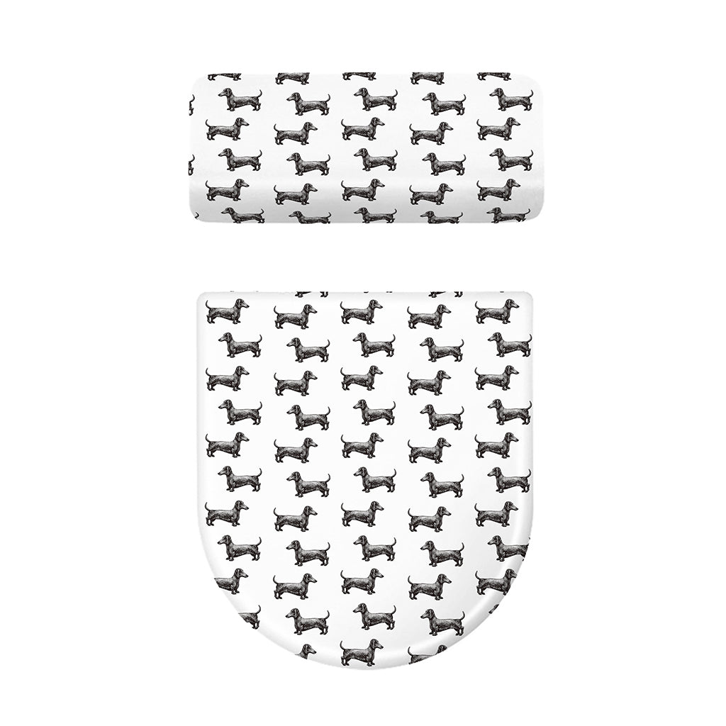 Black And White Dachshund Pattern Print Toilet Lid And Tank Cover Set