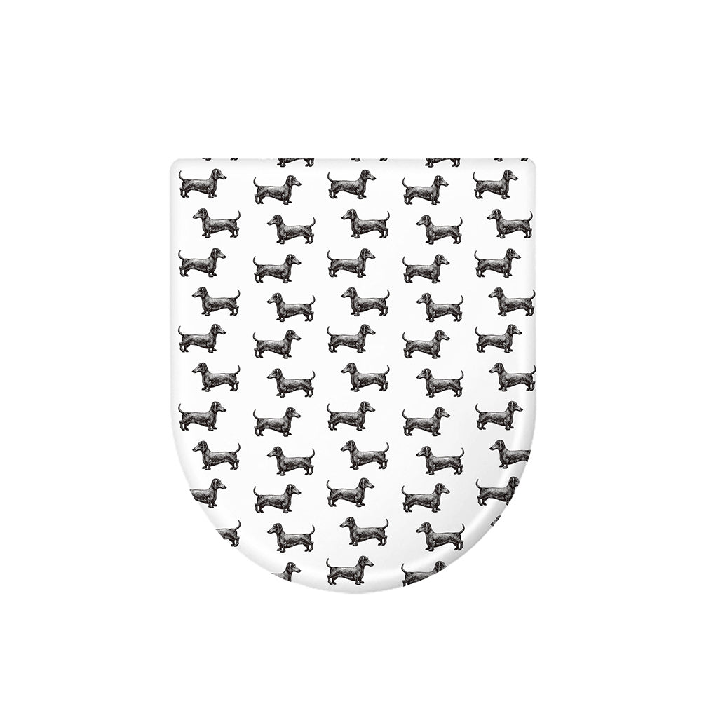 Black And White Dachshund Pattern Print Toilet Lid Cover