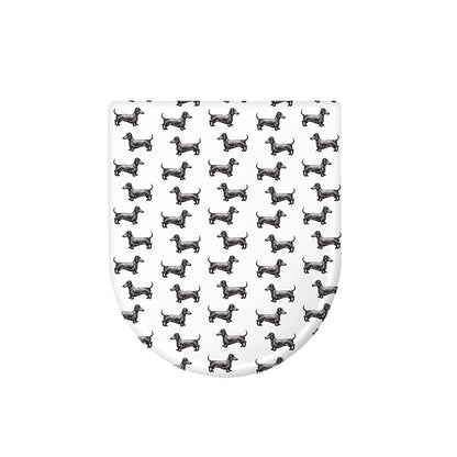 Black And White Dachshund Pattern Print Toilet Lid Cover