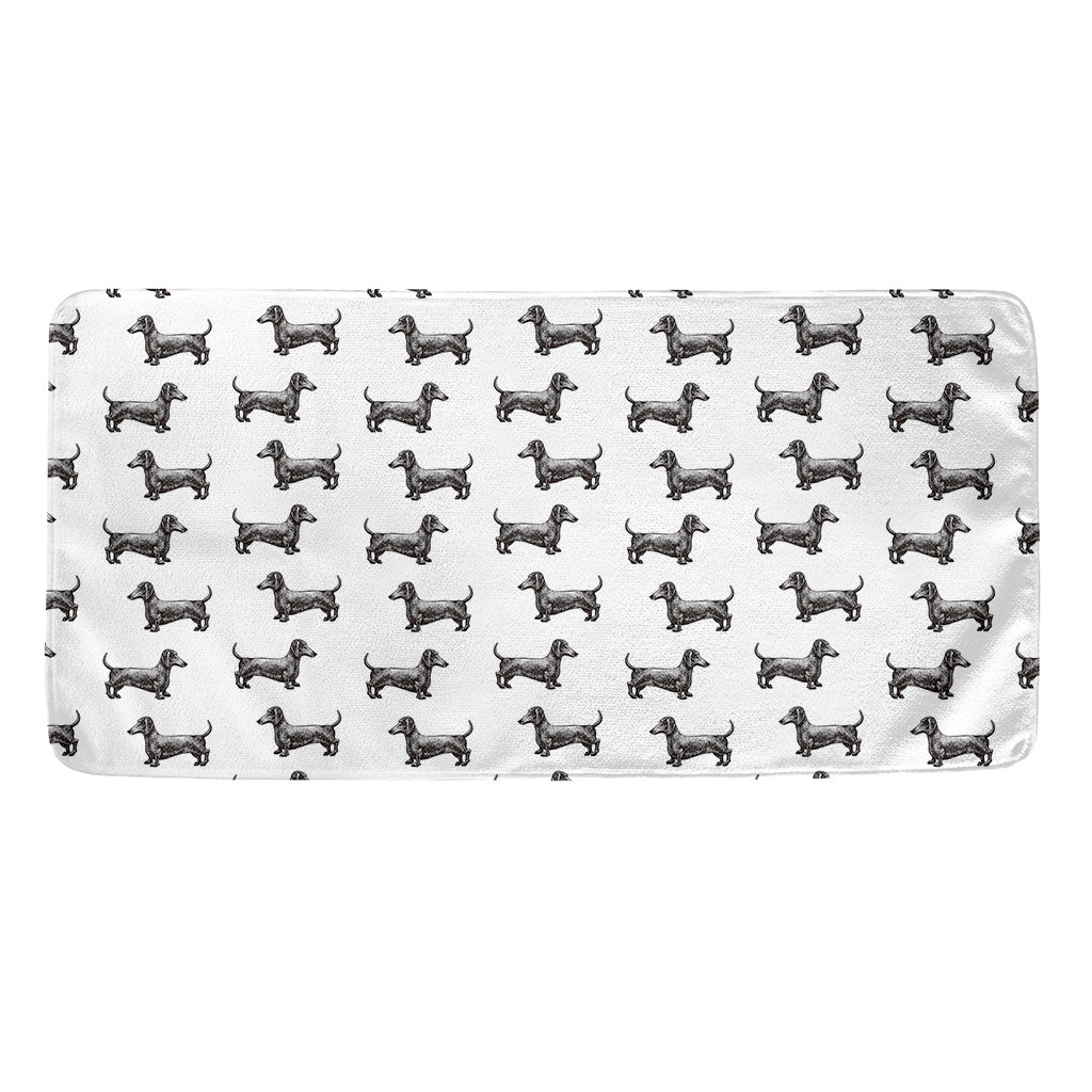 Black And White Dachshund Pattern Print Towel